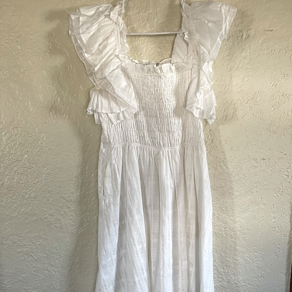 Banana Republic Petite Smocked Ruffle Midi Dress